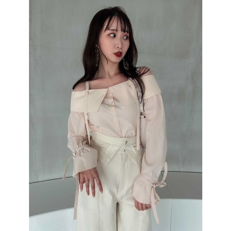 キャンディースリーブオフショルシャツブラウス | dazzlin | 詳細画像25 