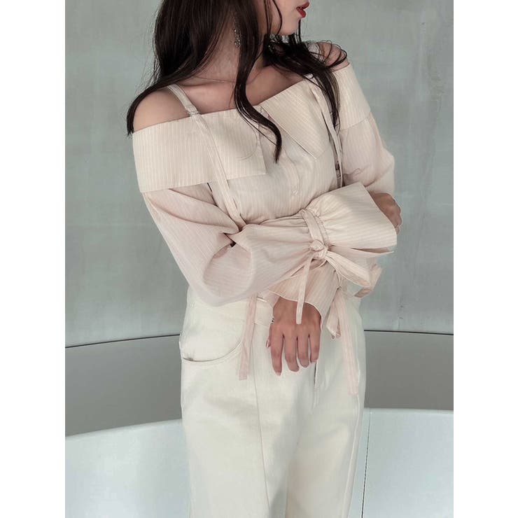 キャンディースリーブオフショルシャツブラウス | dazzlin | 詳細画像28 