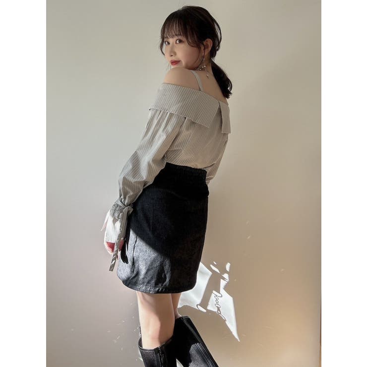 キャンディースリーブオフショルシャツブラウス | dazzlin | 詳細画像37 