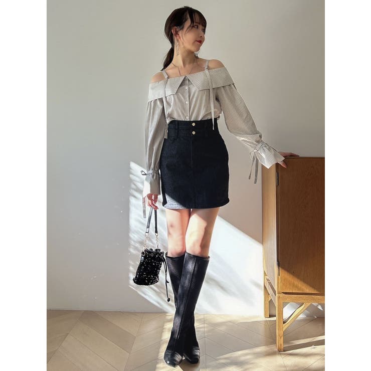 キャンディースリーブオフショルシャツブラウス | dazzlin | 詳細画像38 