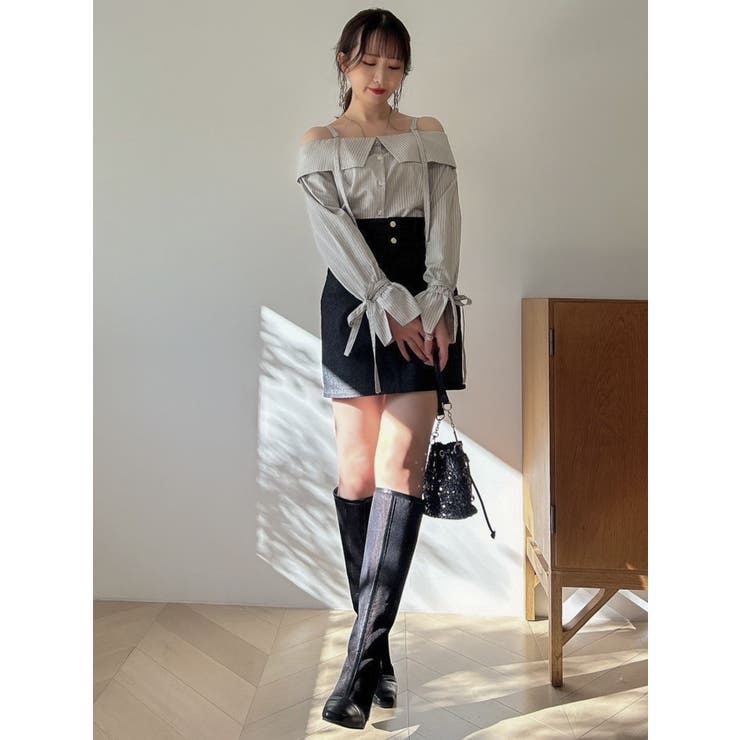 キャンディースリーブオフショルシャツブラウス | dazzlin | 詳細画像39 