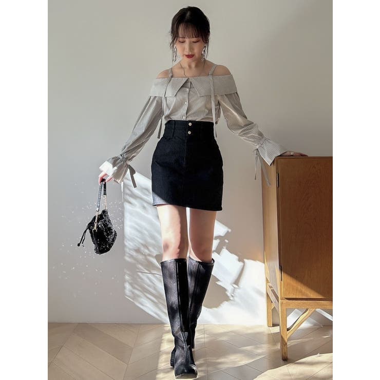 キャンディースリーブオフショルシャツブラウス | dazzlin | 詳細画像41 