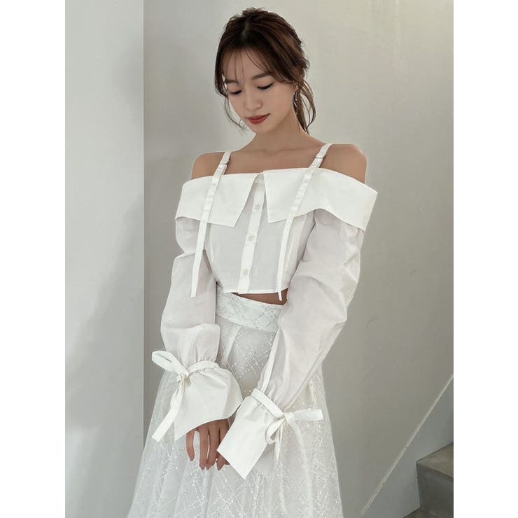 キャンディースリーブオフショルシャツブラウス | dazzlin | 詳細画像42 