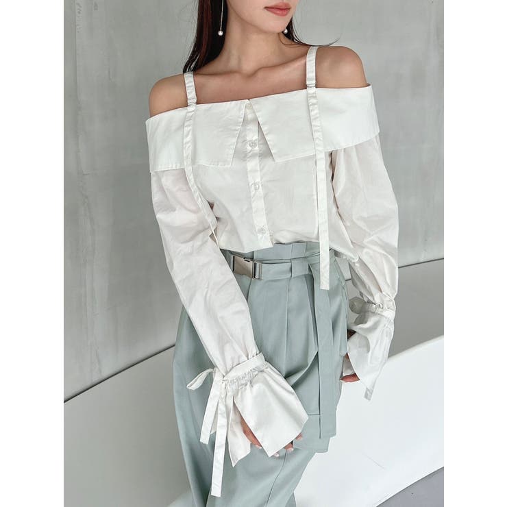 キャンディースリーブオフショルシャツブラウス | dazzlin | 詳細画像7 