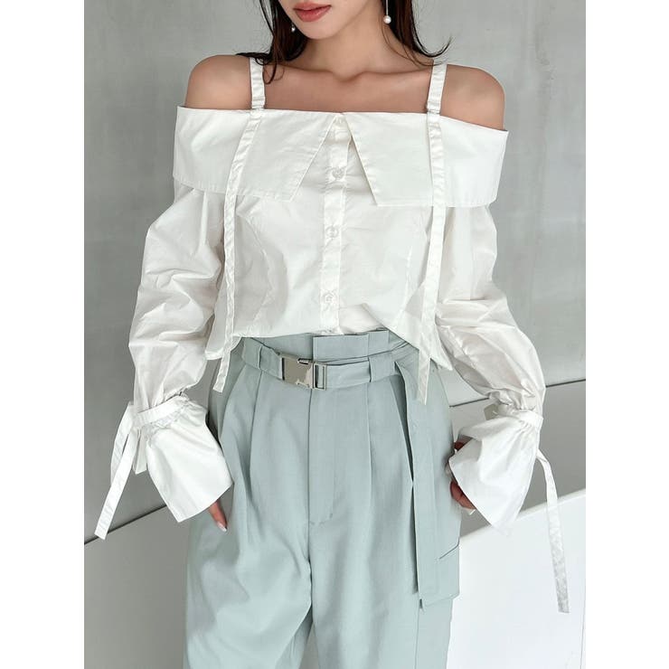 キャンディースリーブオフショルシャツブラウス | dazzlin | 詳細画像8 