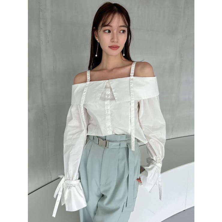 キャンディースリーブオフショルシャツブラウス | dazzlin | 詳細画像9 