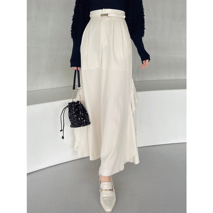 アイボリー | フリルスリットワイドパンツ | dazzlin