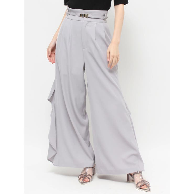 グレー | フリルスリットワイドパンツ | dazzlin