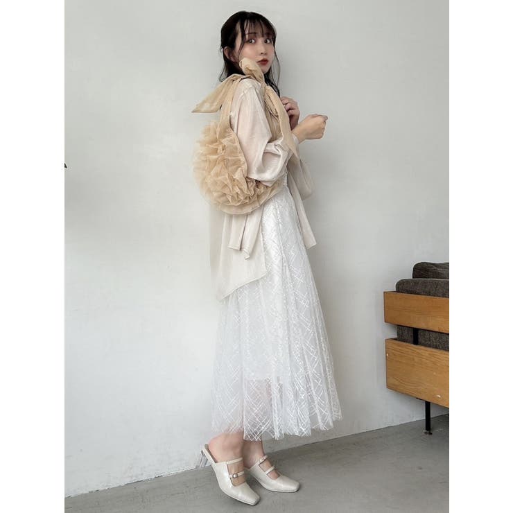 美品　M　人気　dazzlin スパンコールチェックスカート　グレー　完売品 dazzlin スパンコールレースマーメイドスカート（グレー