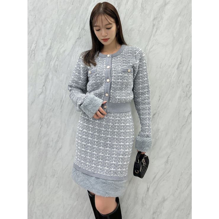 【原かれんコラボ】裾エコファーニットツイードミニスカート | dazzlin | 詳細画像28 