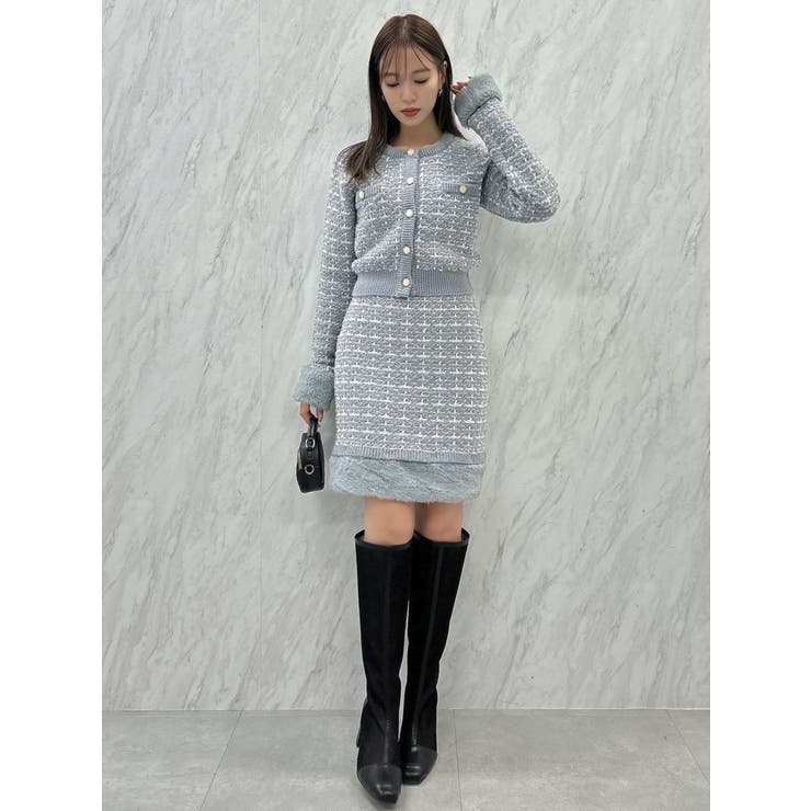 【原かれんコラボ】裾エコファーニットツイードミニスカート | dazzlin | 詳細画像30 