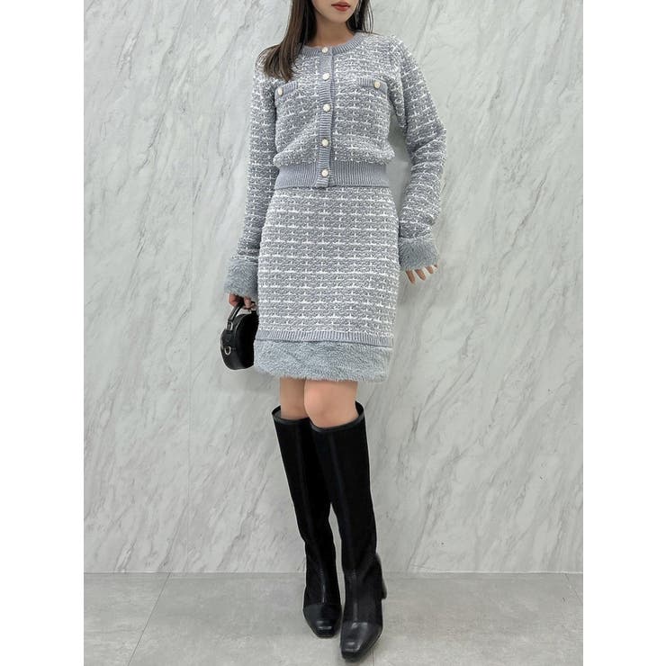 【原かれんコラボ】裾エコファーニットツイードミニスカート | dazzlin | 詳細画像31 