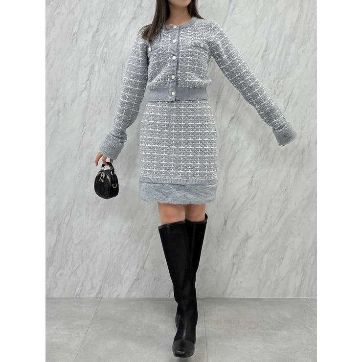 【原かれんコラボ】裾エコファーニットツイードミニスカート | dazzlin | 詳細画像32 