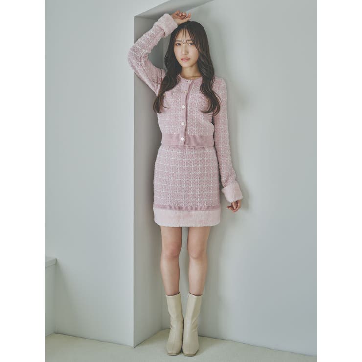 【原かれんコラボ】裾エコファーニットツイードミニスカート | dazzlin | 詳細画像6 