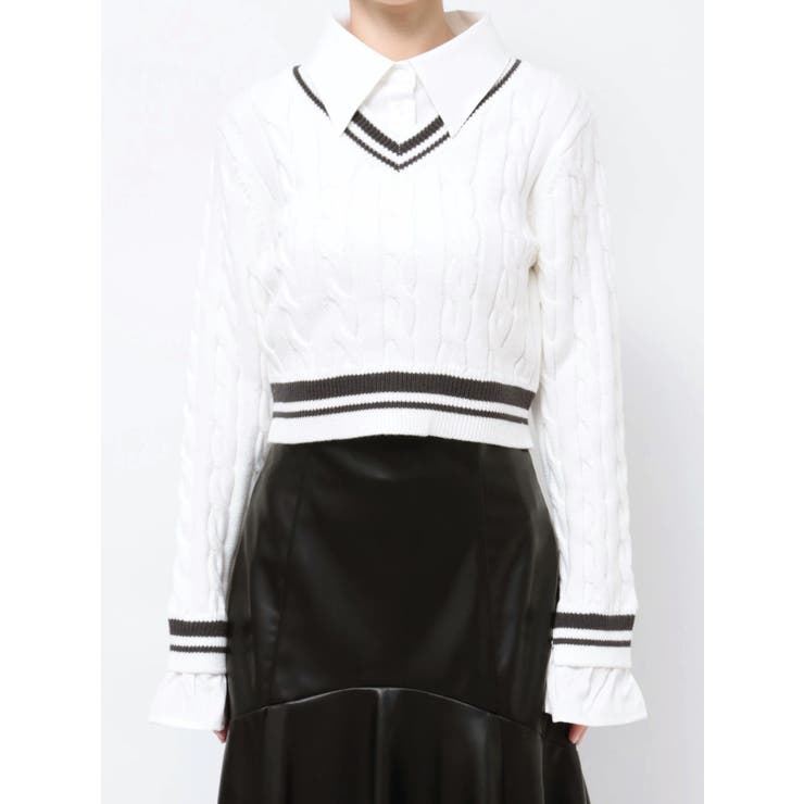 美品 エンフォルド ダブル サテン ニット ドッキング シャツ プルオーバー エンフォルドダブルサテンニット✖️シャツpullover