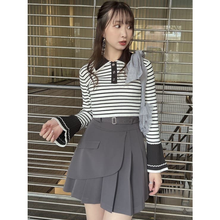 バイカラーポロニットトップス[品番：MKSW0056036]｜dazzlin