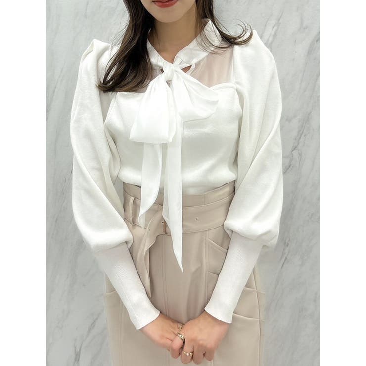 シアーボウタイニットトップス[品番：MKSW0056500]｜dazzlin（ダズリン