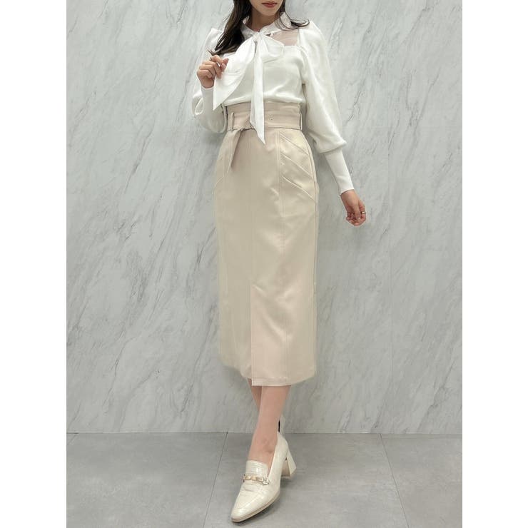 シアーボウタイニットトップス[品番：MKSW0056500]｜dazzlin