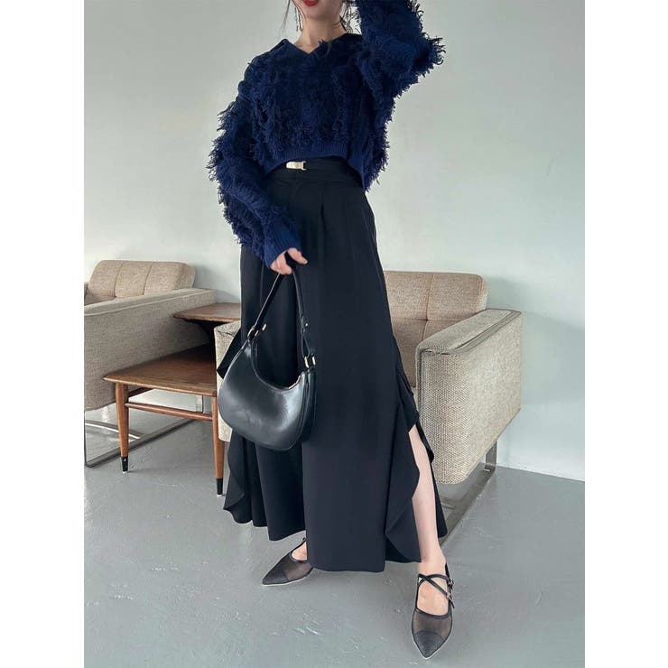 バイカラージャガードフリンジニット[品番：MKSW0056040]｜dazzlin