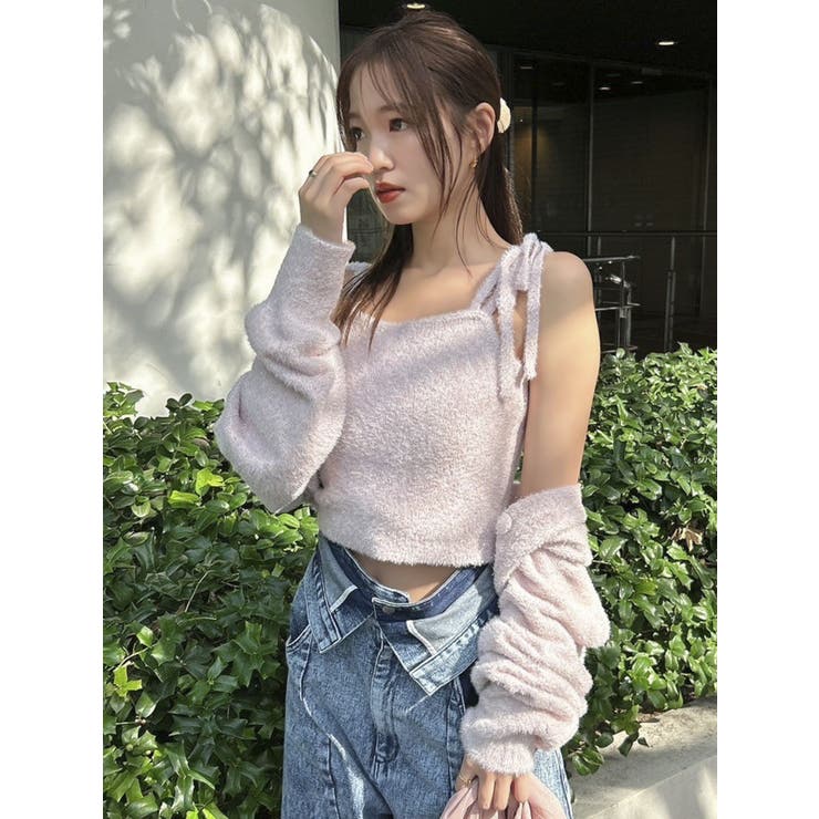 ピンク | 【セットアップ対応】ミニシャギーラメニットキャミ | dazzlin