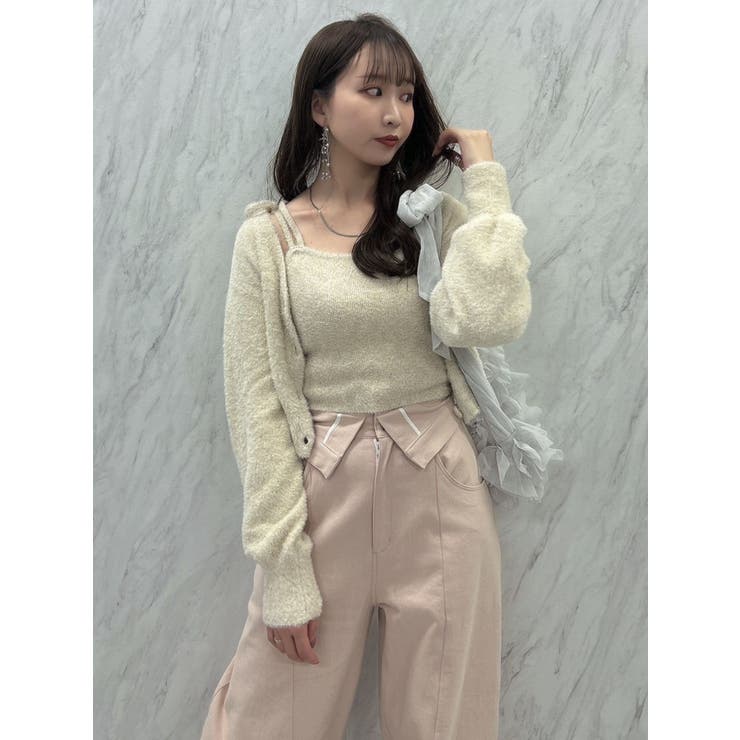ベージュ | 【セットアップ対応】ミニシャギーラメニットキャミ | dazzlin