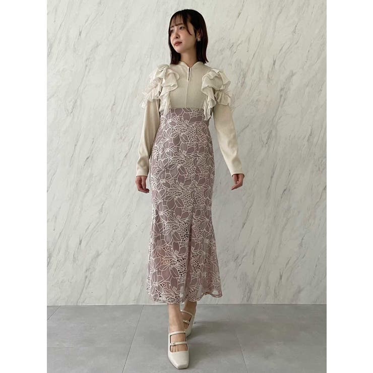 フロントホック長袖フリルトップス[品番：MKSW0056712]｜dazzlin