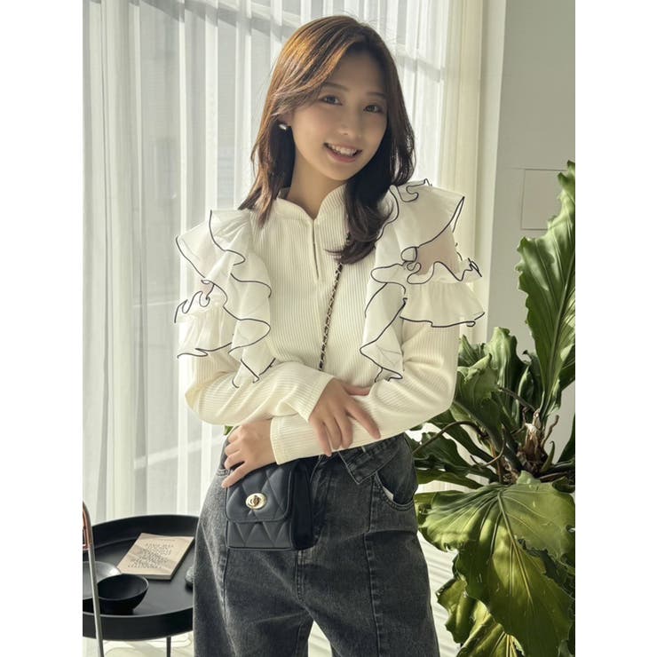 フロントホック長袖フリルトップス | dazzlin | 詳細画像29 