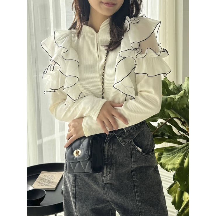 フロントホック長袖フリルトップス | dazzlin | 詳細画像30 