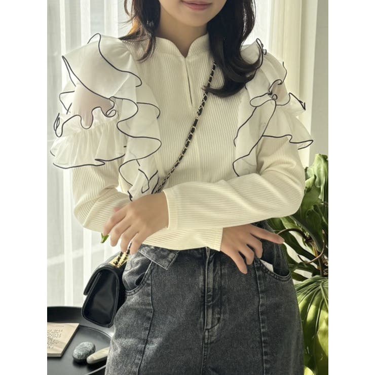 フロントホック長袖フリルトップス | dazzlin | 詳細画像32 