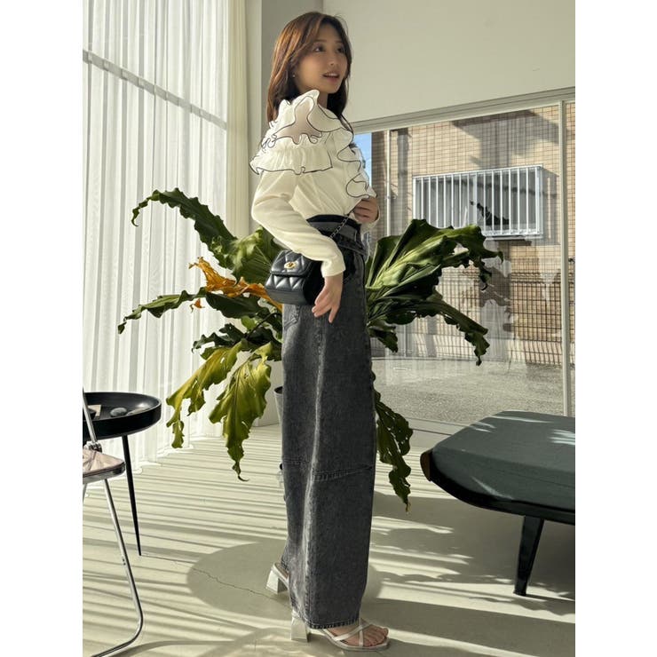 フロントホック長袖フリルトップス[品番：MKSW0056712]｜dazzlin