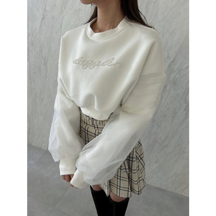 チュールスリーブパールロゴトップス | dazzlin | 詳細画像10 