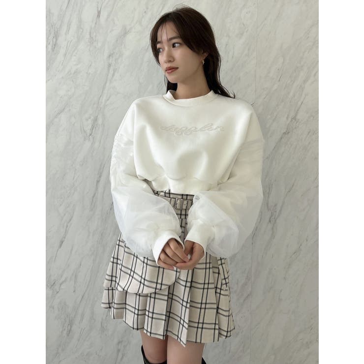 チュールスリーブパールロゴトップス | dazzlin | 詳細画像3 