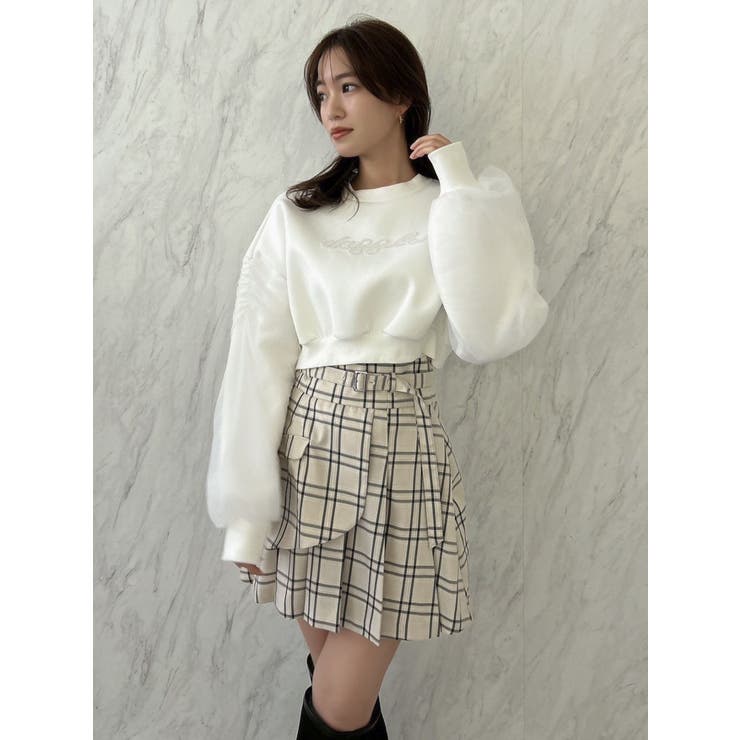 チュールスリーブパールロゴトップス | dazzlin | 詳細画像4 