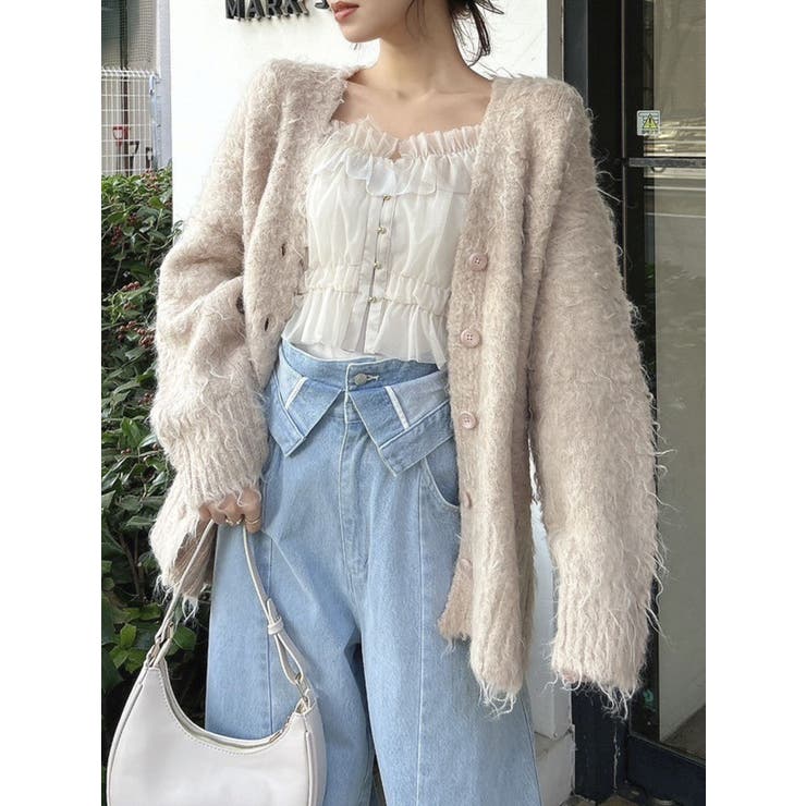 ブラウン | ボリュームシャギーミドルカーディガン | dazzlin