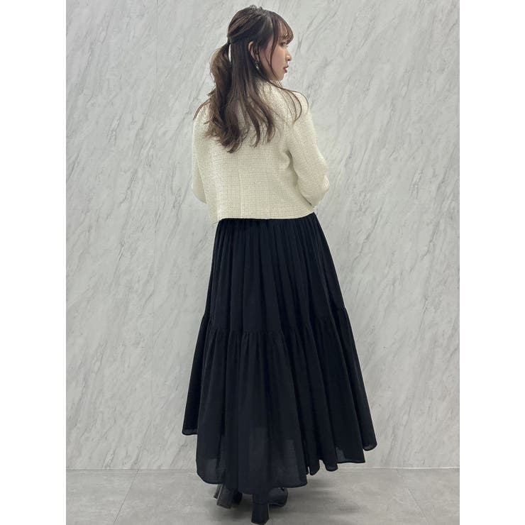 藤井サチコラボ】ノーカラーツイードジャケット[品番：MKSW0056730