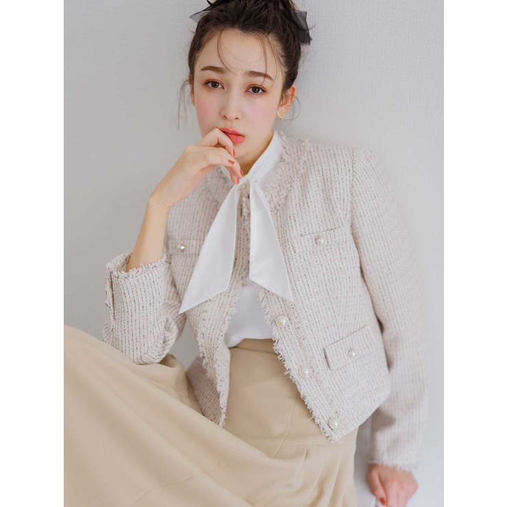 藤井サチコラボ】ノーカラーツイードジャケット[品番