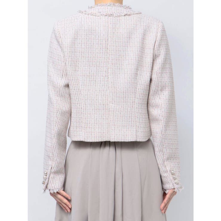 藤井サチコラボ】ノーカラーツイードジャケット[品番：MKSW0056730