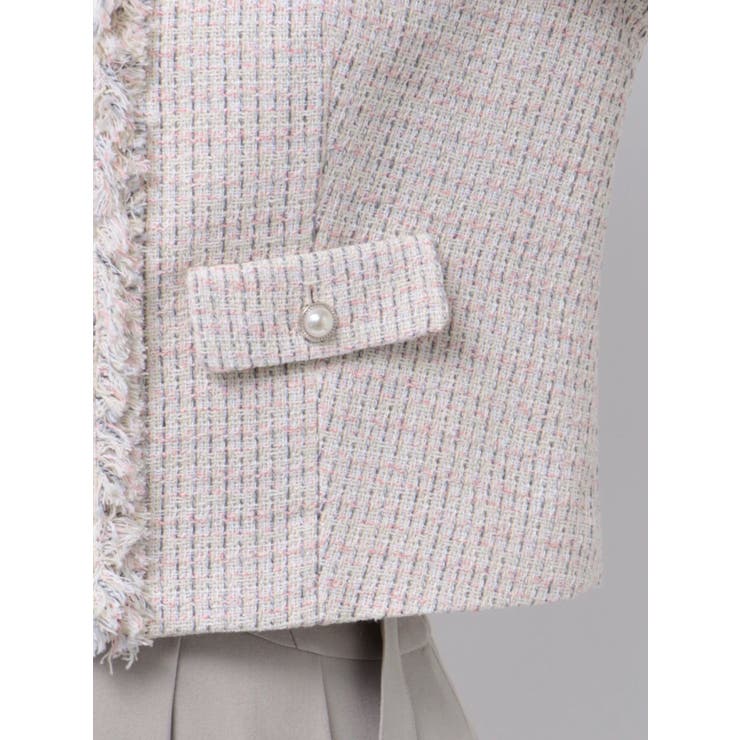 藤井サチコラボ】ノーカラーツイードジャケット[品番：MKSW0056730