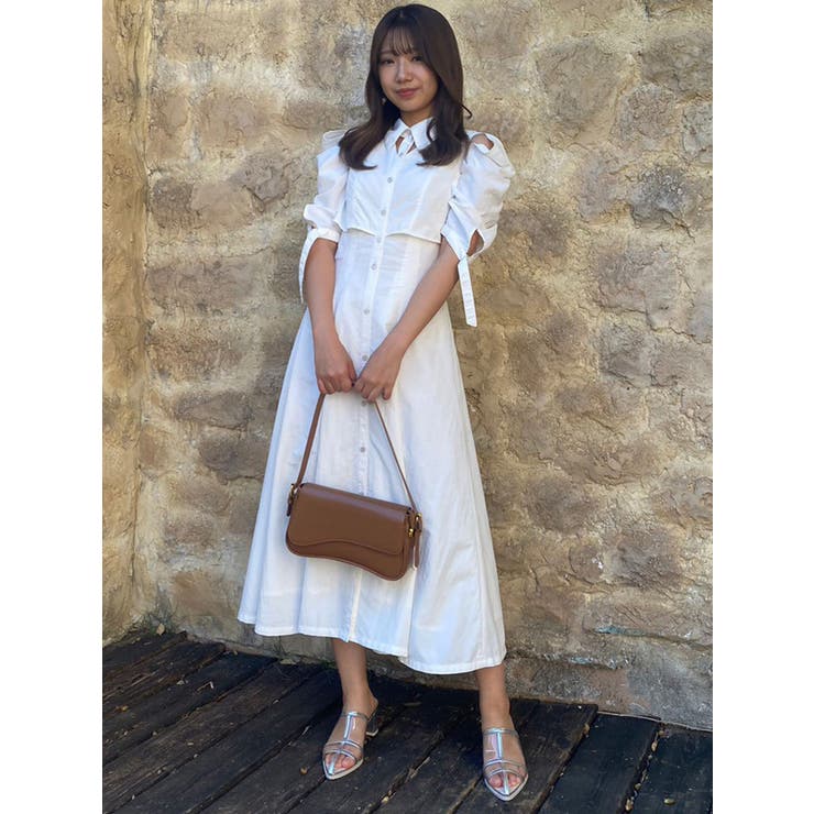 ZARA カットアウトディテール入りミディ丈ワンピース ブラック S