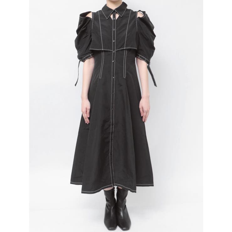 dazzlin ウエストカットアウトパイピングワンピース dazzlin ワンピース ウエストカットアウトパイピングワンピース