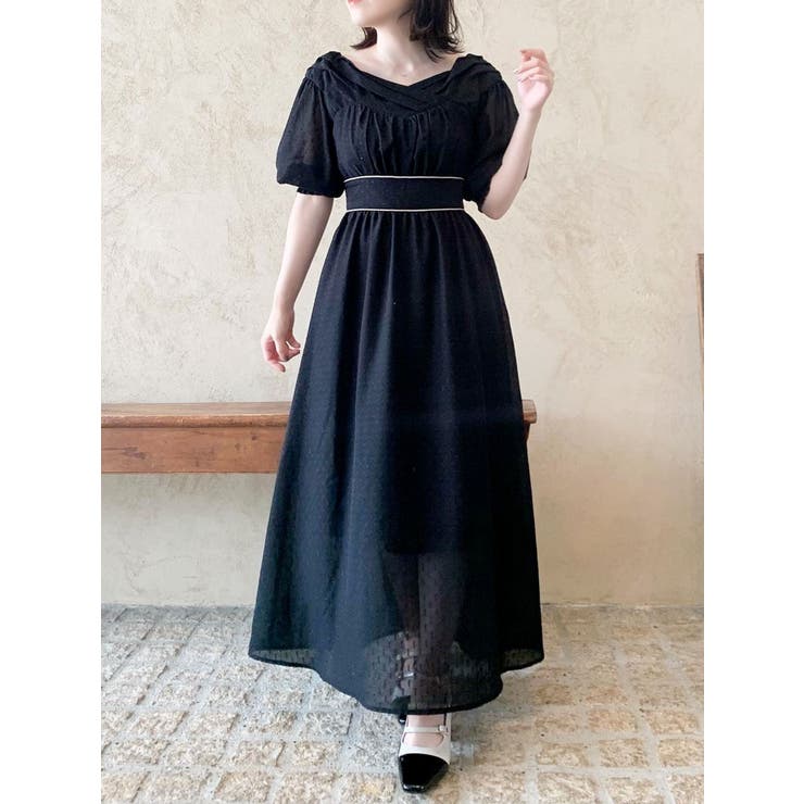 【新品】dazzlin 半袖フレアワンピース Fサイズ レースヴィンテージフレアワンピース[品番：MKSW0045630