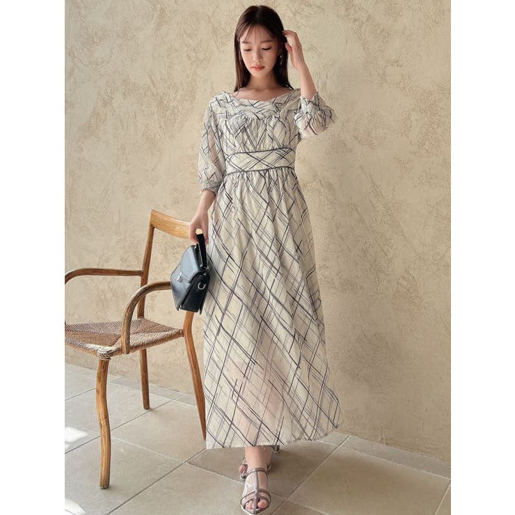 ミクスチャーチェックフレアワンピース[品番：MKSW0056050]｜dazzlin