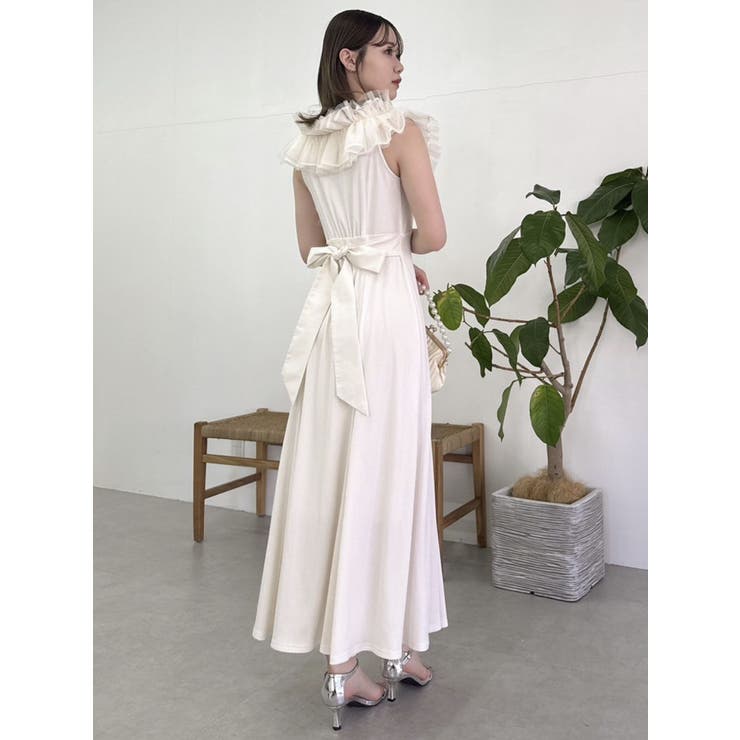 dazzlin 異素材フリルマーメイドワンピース アイボリー M