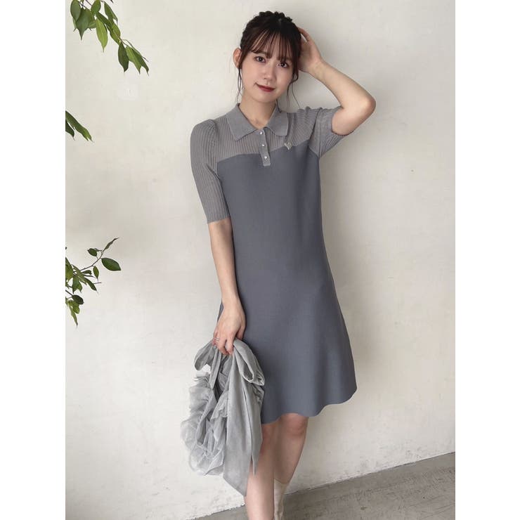 シアーポロニットワンピース[品番：MKSW0057078]｜dazzlin