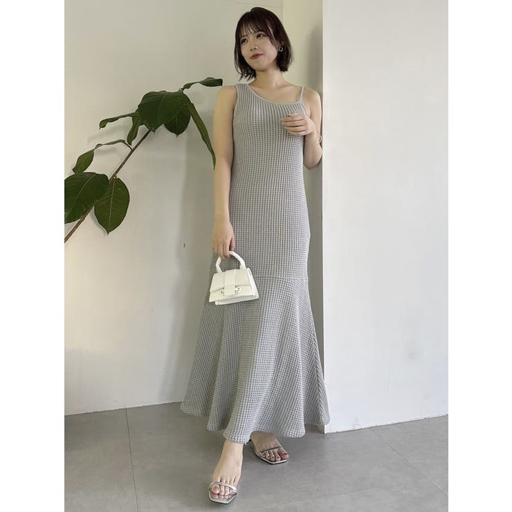 WEB限定】ワッフルアシメマーメイドワンピース[品番：MKSW0057079 