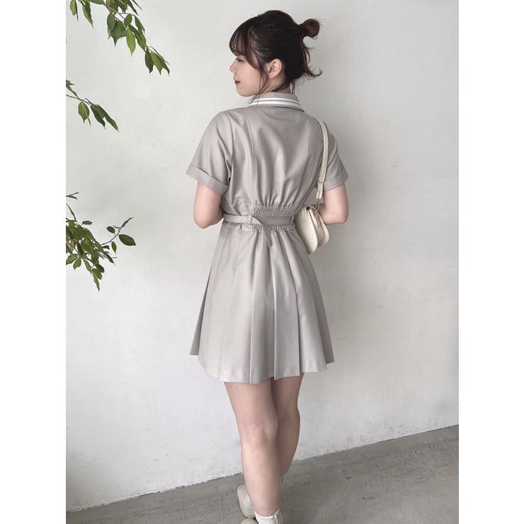 dazzlin ポロライクミニワンピース ダズリン dazzlin ポロライクプリーツミニワンピース （グレー