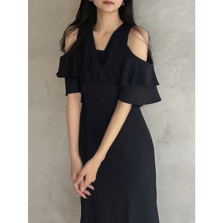 美品　DKNY　異素材切り替えカシュクールワンピ　ブラック 美品 DKNY 異素材切り替えカシュクールワンピ ブラック - メルカリ