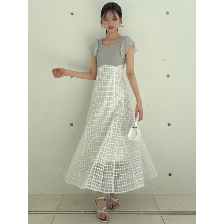 スパンコールチェックコルセットワンピース[品番：MKSW0057419