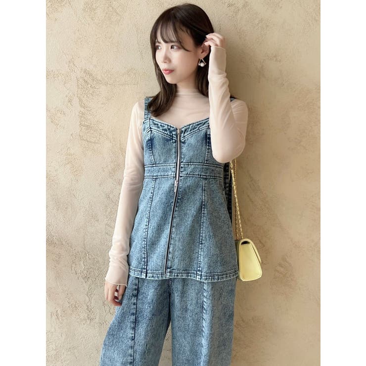 トップス M フロントジップデニムキャミトップス[品番：MKSW0056051