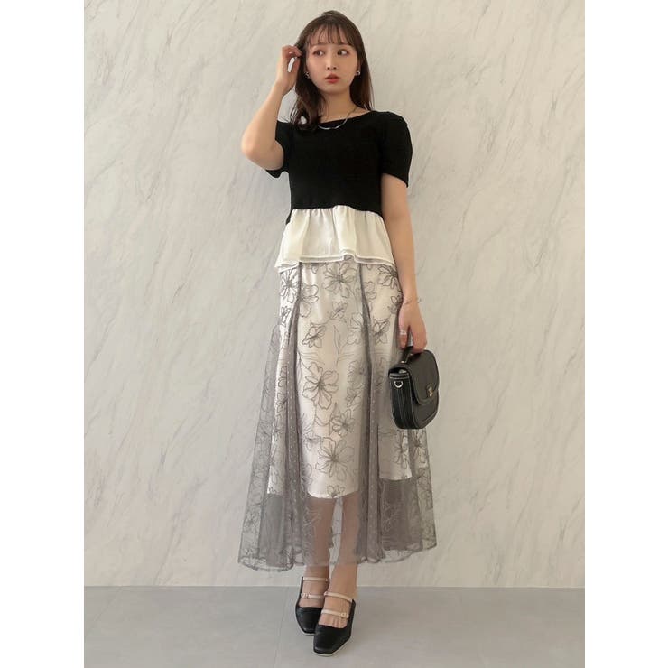 【dazzlin】シアーフラワーコルセットスカート dazzlin（ダズリン）の「シアーフラワーコルセットスカート